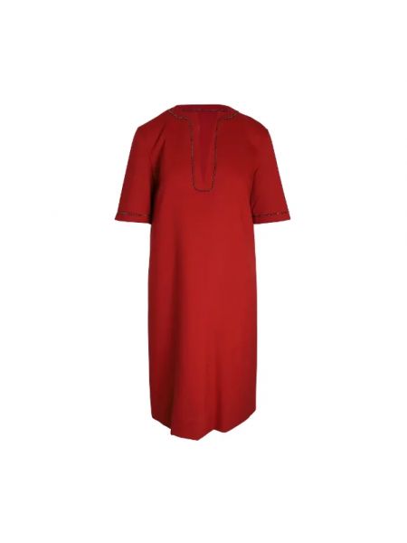 Sukienka wełniana Bottega Veneta Vintage czerwona