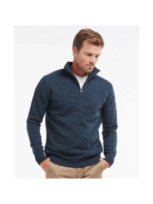 Jersey de lana con cremallera de tela jersey Barbour azul