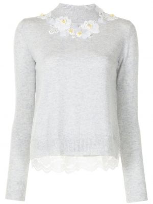 Pleten pulover s cvetličnim vzorcem Onefifteen siva