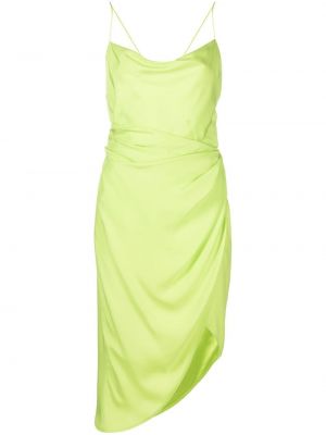 Drapované hedvábné koktejlové šaty Gauge81 zelené
