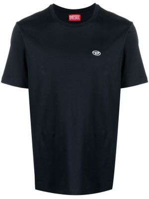 T-shirt brodé en coton Diesel bleu