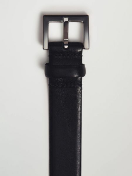 Кожаный ремень с пряжкой Massimo Dutti черный