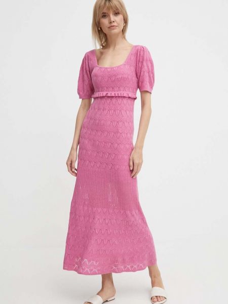Розовое длинное платье Pepe Jeans