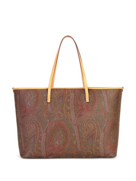 Jacquard shopper handtasche mit paisleymuster Etro braun