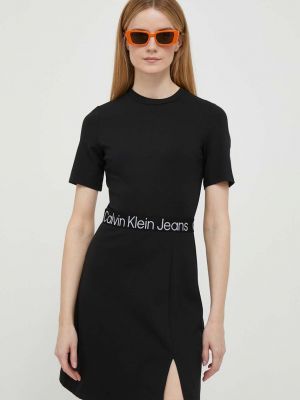 Rozkloszowana sukienka Calvin Klein Jeans czarna