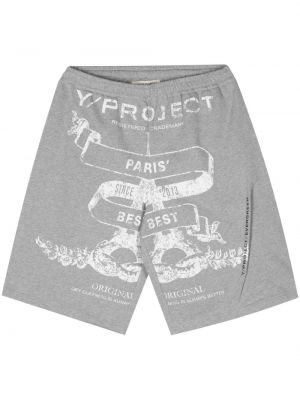 Bavlnené šortky s potlačou Y/project sivá