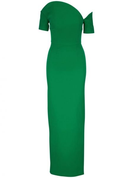 Asimetrična svilena vunena večernja haljina Roland Mouret zelena