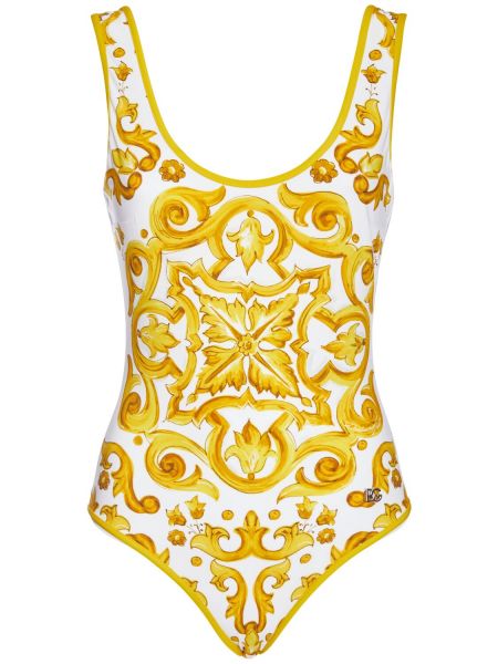 Costume intero con stampa Dolce & Gabbana giallo