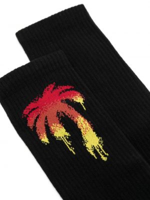 Žakárové bavlněné ponožky Palm Angels černé