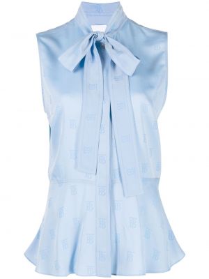 Bluză cu funde din jacard Burberry albastru