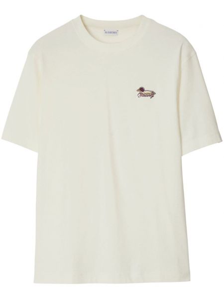 T-shirt brodé en coton Burberry blanc