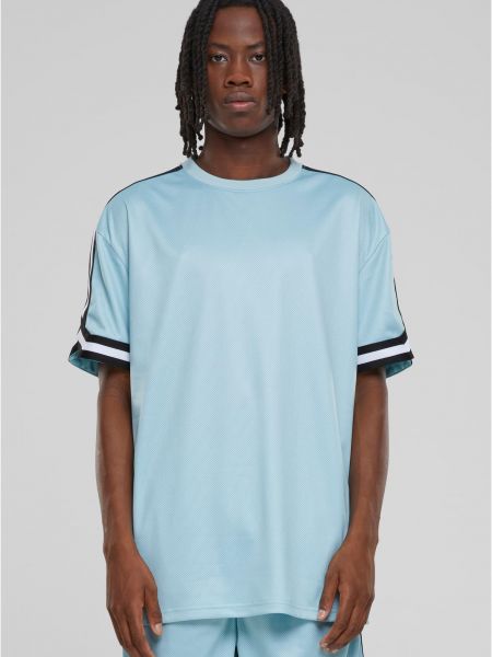 Oversized polo majica s črtami z mrežo Uc Men modra