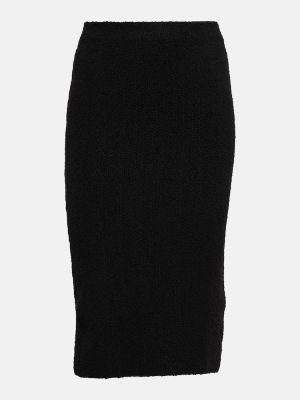 Midi sukňa s vysokým pásom Bottega Veneta čierna