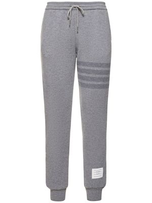 Pruhované vlněné běžecké kalhoty jersey Thom Browne šedé