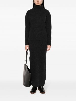 Pletené kašmírové vlněné dlouhé šaty Ami Paris šedé