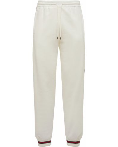 Bavlnené teplákové nohavice Gucci biela