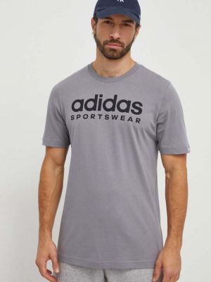Pamučna majica Adidas siva