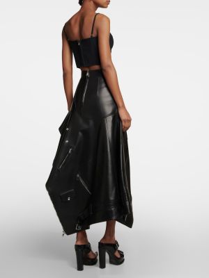 Asymetrické kožená sukně Alexander Mcqueen černé