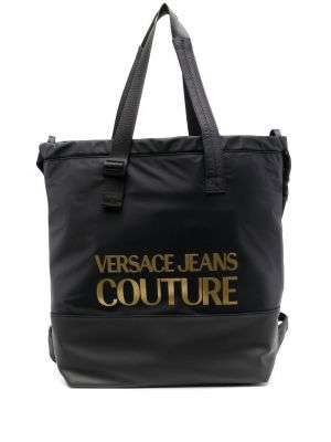 Шопинг чанта с принт Versace Jeans Couture черно