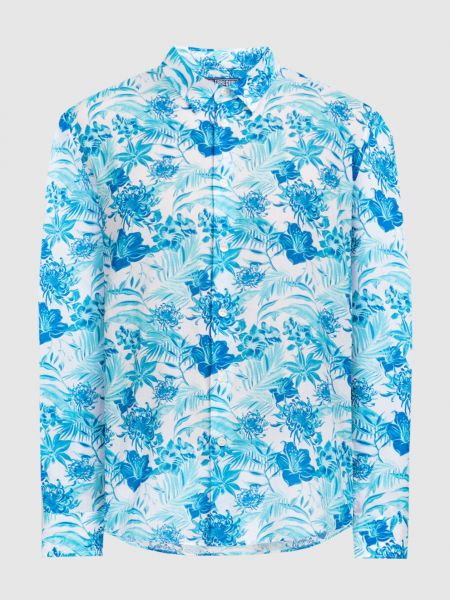 Голубая рубашка с вышивкой в цветочек Vilebrequin
