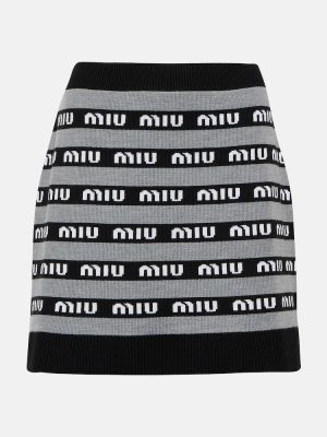 Mini falda de lana de tejido jacquard Miu Miu