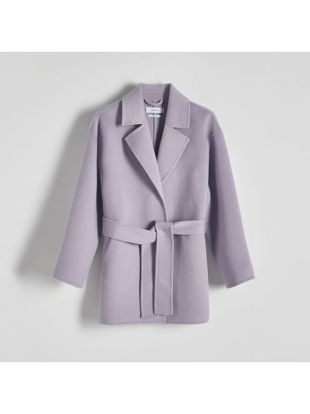 Płaszcz wełniany Reserved fioletowy