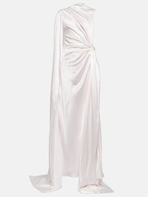 Копринена сатенена макси рокля Roksanda бяло