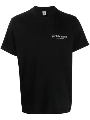 Bombažna majica s potiskom Sporty & Rich črna
