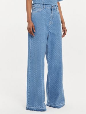 Voľné bodkované džínsy Custommade modrá
