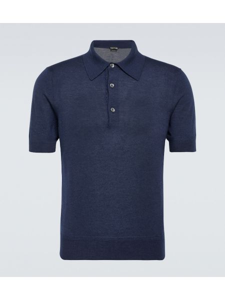 Poloshirt i silke i kashmir Tom Ford blå