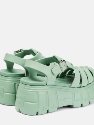 Sandalai su platforma Miu Miu žalia