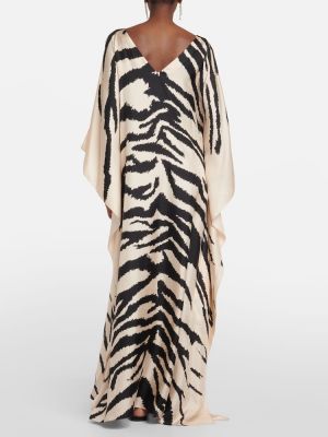 Vestido largo de seda con estampado con rayas de tigre Oscar De La Renta