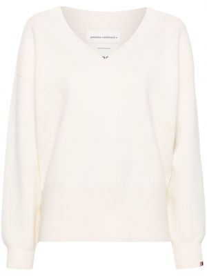Кашмирен пуловер с v-образно деколте Extreme Cashmere бяло