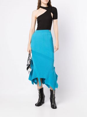 Asimetriškas megztas sijonas Maison Mihara Yasuhiro mėlyna