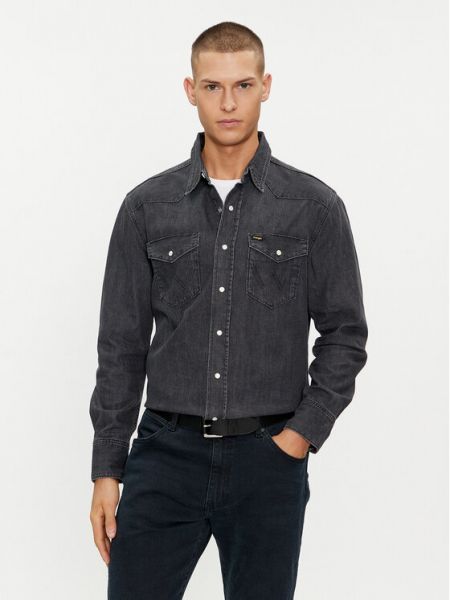 Черная джинсовая рубашка Wrangler