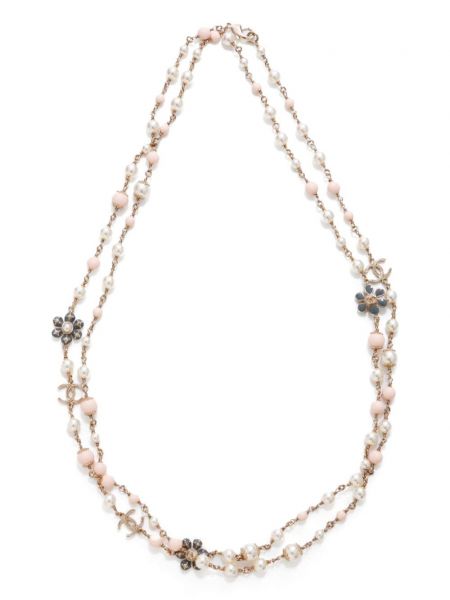 Řetěz s perlami s korálky Chanel Pre-owned zlatý