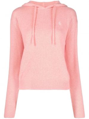 Kašmyro siuvinėtas džemperis su gobtuvu Sporty & Rich rožinė
