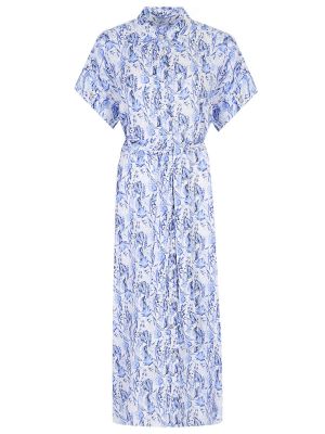 Льняное платье-рубашка 120% Lino голубое