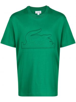 Памучна тениска Lacoste зелено