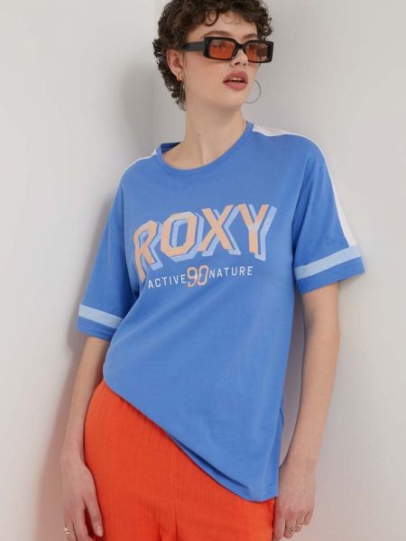 Koszulka bawełniana Roxy niebieska