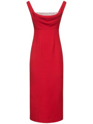 Jedwabna sukienka midi wełniana Roland Mouret czerwona
