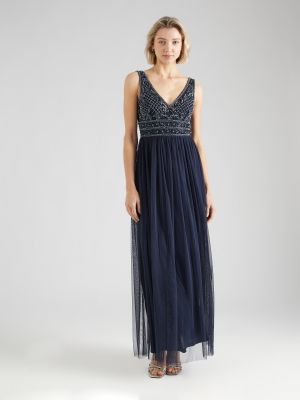 Čipkované večerné šaty s korálky Lace & Beads modrá