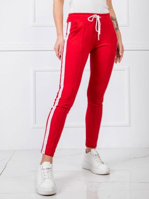 Pruhované sportovní kalhoty Fashionhunters červené