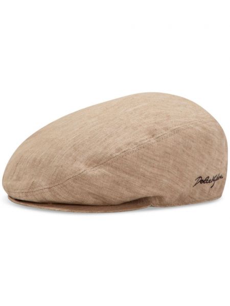 Ľanová čiapka bez podpätku Dolce & Gabbana béžová