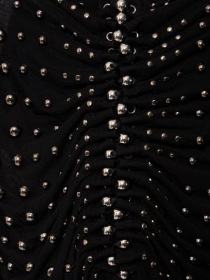 Falda midi de tela jersey de cristal Paco Rabanne negro