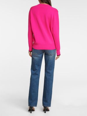 Oversized kašmírový svetr Victoria Beckham růžový