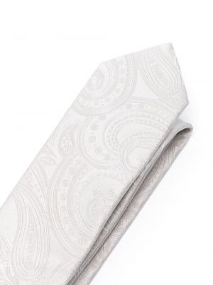Hedvábná kravata s potiskem s paisley potiskem Tagliatore šedá