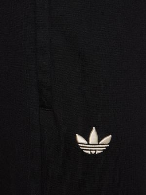 Joggery bawełniane w paski Adidas Originals czarne