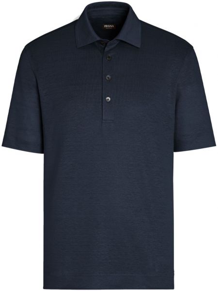 Lininis polo marškinėliai Zegna mėlyna