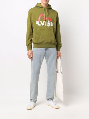 Raštuotas džemperis su gobtuvu Evisu žalia